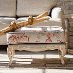 Мягкая банкетка из массива бука серая с растительным орнаментом Raffael Grey Floral Banquette варинант исполнения - 6 | Loft Concept в Перми