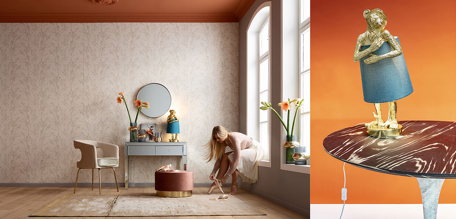 Настольная лампа Golden Monkey Hugging Lampshade Настольная лампа Golden Monkey Hugging Lampshade - Loft-Concept в Перми