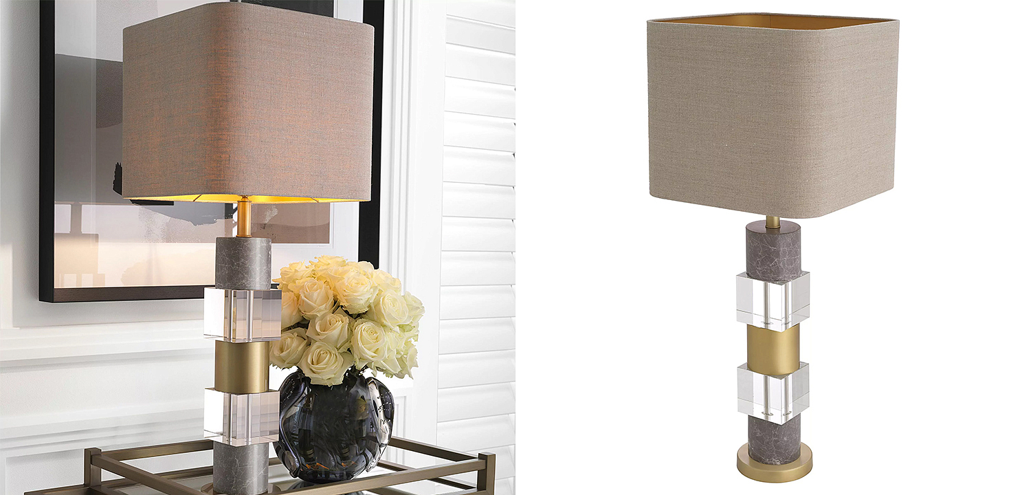 Настольная лампа Eichholtz Table Lamp Cullingham Grey Marble Настольная лампа Eichholtz Table Lamp Cullingham Grey Marble - Loft-Concept в Перми