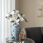 Ваза с крышкой и зелено-голубым рисунком на белом фоне 51 см Blue & White Ornament варинант исполнения - 5 | Loft Concept в Перми