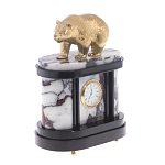 Часы настольные бронзовые с декором в виде медведя Bear Stone Clock варинант исполнения - 3 | Loft Concept в Перми
