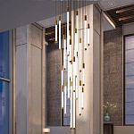 Люстра в современном стиле с 30-ю каскадными светодиодными лампами Golden LED Rain варинант исполнения - 3 | Loft Concept в Перми