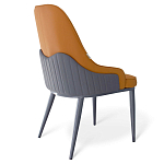 Стул оранжевый с высокой спинкой из искуственной кожи на серых металлических ножках Enigma Orange варинант исполнения - 2 | Loft Concept в Перми