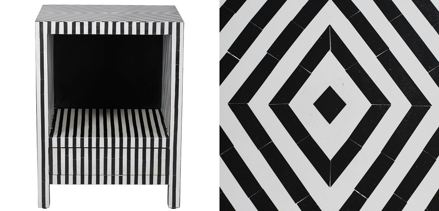 Тумбочка Black&white large storage Indian Bone Inlay nightstand Тумбочка Black&white large storage Indian Bone Inlay nightstand - Loft-Concept в Перми