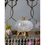 Конфетница прозрачная стеклянная на бронзовых ножках в виде морских коньков с крышкой в виде ракушки Eden Garden варинант исполнения - 3 | Loft Concept в Перми