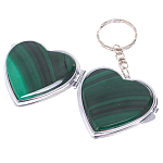 Зеркало брелок складное двухстороннее в форме сердца из натурального камня Малахит Stone Mirrors варинант исполнения - 2 | Loft Concept в Перми