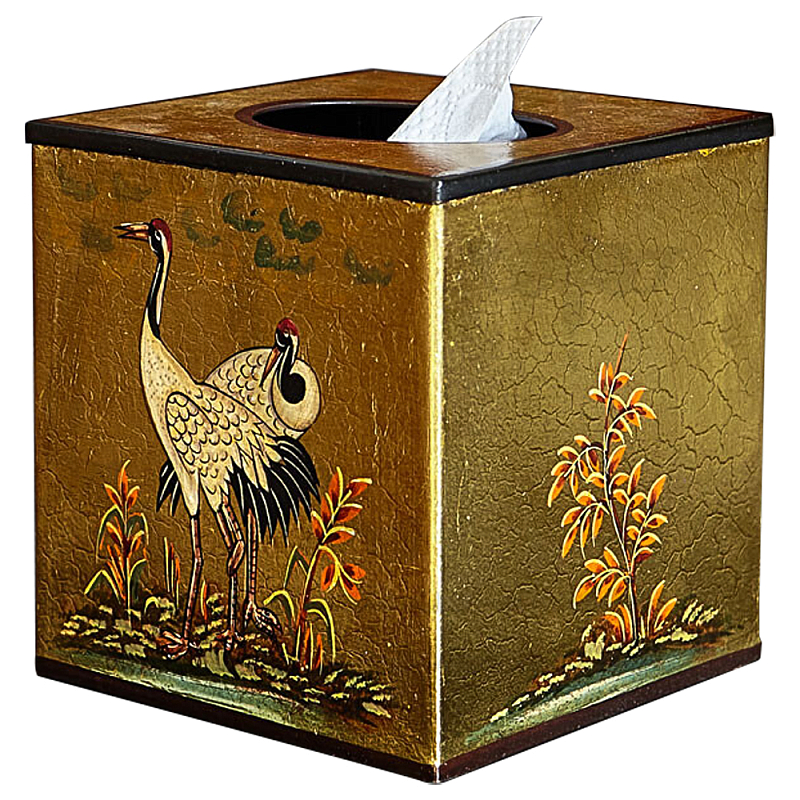 Салфетница в стиле Шинуазри Chinoiserie Gold Garden Tissue Box Золотой Мульти в Перми | Loft Concept 