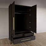 Шкаф платяной Primo с выдвижными ящиками шпон Темный орех варинант исполнения - 4 | Loft Concept в Перми