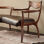 Кушетка с деревянным каркасом и сиденьем из коричневой натуральной кожи Moon Walnut Furniture варинант исполнения - 4 | Loft Concept в Перми