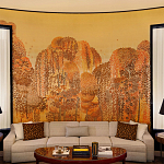 Обои ручная роспись в стиле Арт-деко Hippolyta’s Forest Colourway 263 on Deep Rich Gold gilded paper варинант исполнения - 1 | Loft Concept в Перми