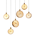 Подвесной светильник с плафонами из рельефного стекла Peony Glass Bronze Six варинант исполнения - 1 | Loft Concept в Перми