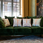 Декоративная подушка бежевая с растительным орнаментом Raffael Floral Beige Red Cushion варинант исполнения - 2 | Loft Concept в Перми