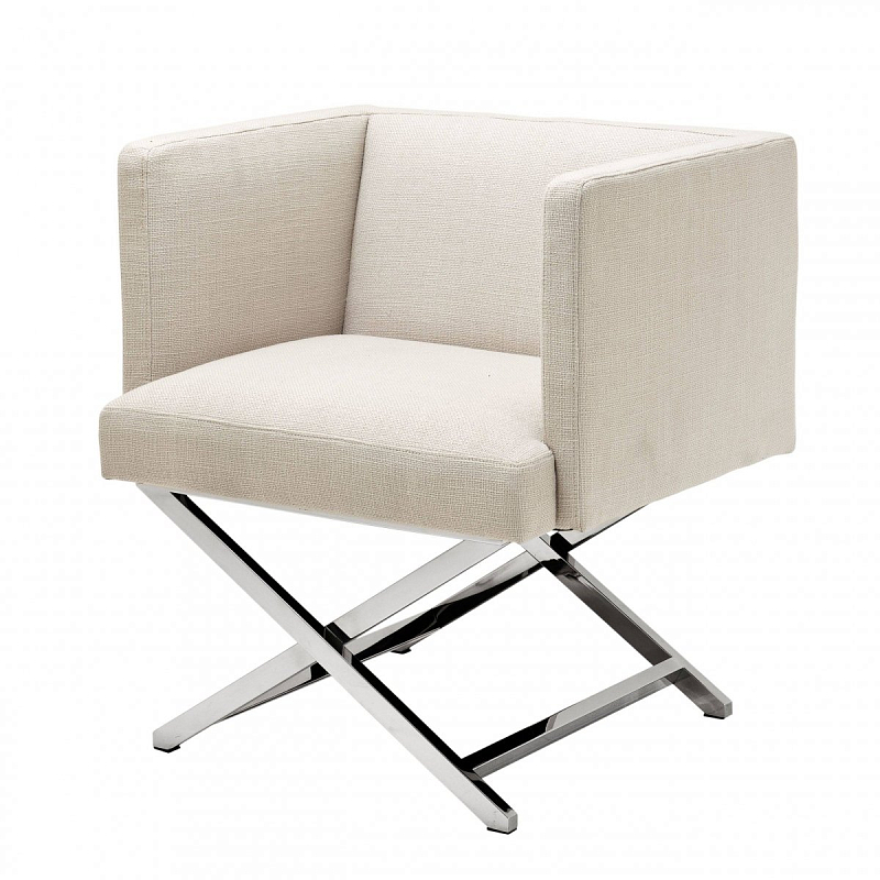 Кресло Eichholtz Chair Dawson Natural Молочный Нержавеющая сталь Кресло Eichholtz Chair Dawson Natural Молочный Нержавеющая сталь в Перми | Loft Concept