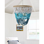 Круглая многоярусная люстра с подвесками в виде круглых бусин Wooden Beads Turquoise Chandelier варинант исполнения - 2 | Loft Concept в Перми