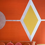 Обои ручная роспись Chez Nina by India Mahdavi Lantana colourway on Arancio dyed silk варинант исполнения - 3 | Loft Concept в Перми