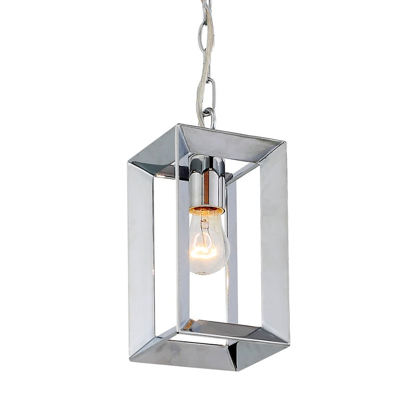 Подвесной светильник Rectangle Chrome Pendant Lamp 1 Хром Подвесной светильник Rectangle Chrome Pendant Lamp 1 Хром в Перми | Loft Concept