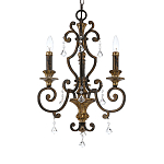 Люстра с подвесками из прозрачного стекла на кованом каркасе бронзового цвета в классическом стиле Quoizel варинант исполнения - 11 | Loft Concept в Перми