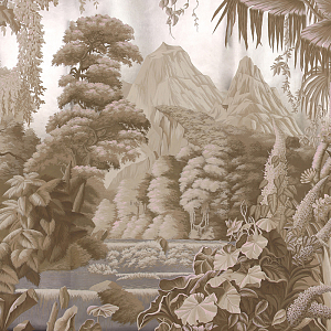 Обои ручная роспись L'Eden Dawn on Sterling Silver gilded paper