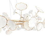 Люстра круглая с белыми лепестками из керамики и прозрачными хрустальными цветками Диаметр 82 см Wintery flovers варинант исполнения - 4 | Loft Concept в Перми