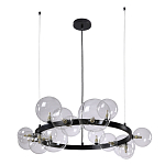 Люстра круглая подвесная с 15-ю прозрачными шарообразными плафонами из стекла Iona chandelier варинант исполнения - 6 | Loft Concept в Перми