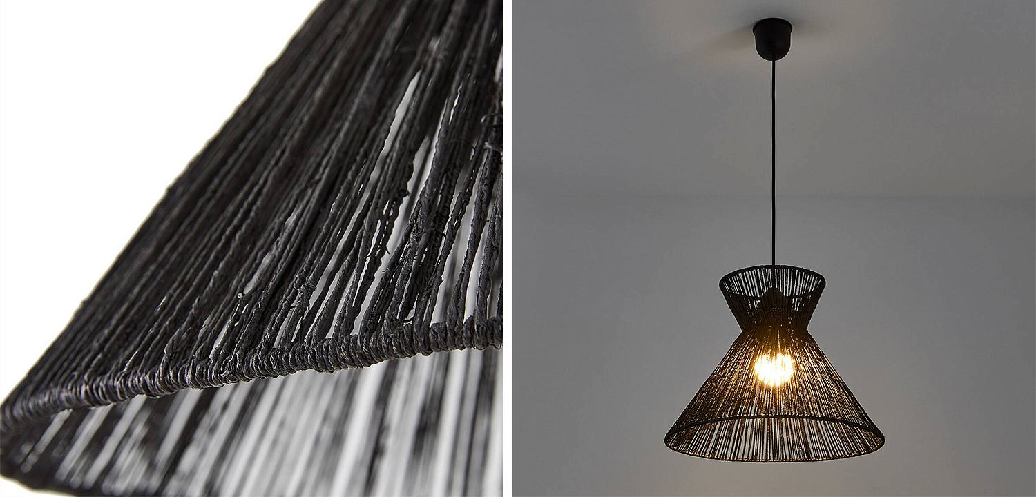 Подвесной светильник Signe Wicker Hemp Black Horn Подвесной светильник Signe Wicker Hemp Black Horn - Loft-Concept в Перми