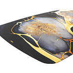 Обеденный стол с прямоугольной черно-золотой столешницей из стекла на 4-х металлических ножках Gold and Black Marble варинант исполнения - 4 | Loft Concept в Перми