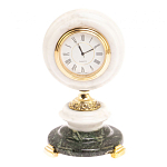 Часы настольные бронзовые из натуральных камней Мрамор и Змеевик Stone Clock варинант исполнения - 7 | Loft Concept в Перми