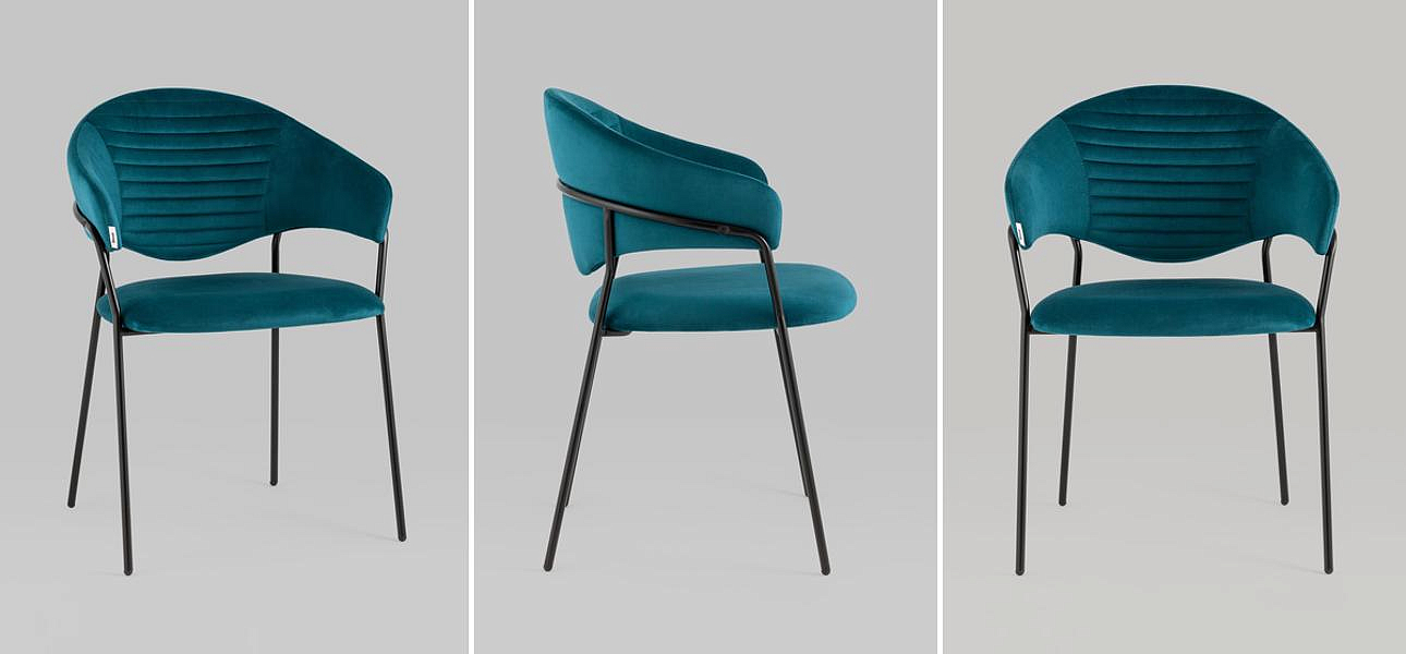 Стул Alexis Chair Сине-Зеленый Велюр Стул Alexis Chair Сине-Зеленый Велюр - Loft-Concept в Перми