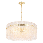 Люстра подвесная круглая с прозрачными рельефными стеклянными вставками и золотым основанием Textured Glass Chandelier варинант исполнения - 3 | Loft Concept в Перми