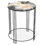Стол журнальный круглый со столешницей из стекла Gold and Black Marble варинант исполнения - 1 | Loft Concept в Перми