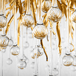 Люстра подвесная с прозрачными стеклянными подвесками в форме капель Диаметр 80 см Droplet Chandelier варинант исполнения - 16 | Loft Concept в Перми