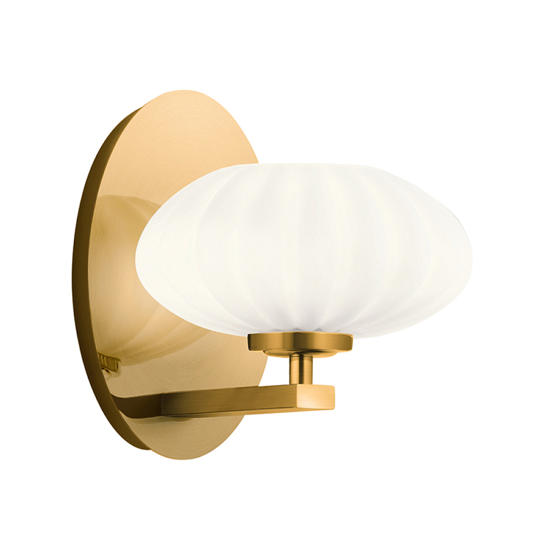  Бра с круглым плафон из матового белого стекла Kichler Золотой Белый Бежевый в Перми | Loft Concept 