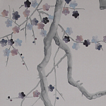 Обои ручная роспись Plum Blossom Special Colourway on Lilac Hint dyed silk варинант исполнения - 3 | Loft Concept в Перми