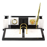 Настольный письменный набор из белого мрамора и змеевика Marble Accessory варинант исполнения - 1 | Loft Concept в Перми