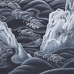 Обои ручная роспись Matsushima Waves Roka on Edo Night painted silk варинант исполнения - 2 | Loft Concept в Перми