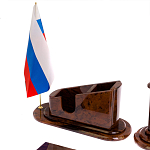 Настольный письменный набор с часами из природного камня обсидиана  Contract Extended варинант исполнения - 3 | Loft Concept в Перми