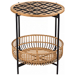 Круглый кофейный стол с плетеной столешницей и полкой Norberta Wicker Coffee Table варинант исполнения - 1 | Loft Concept в Перми