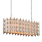 Люстра овальной формы с фактурным серебряным каркасом и тканевым абажуром Silver Honeycomb варинант исполнения - 1 | Loft Concept в Перми