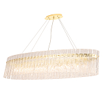 Люстра подвесная овальная с рельефными стеклянными панелями и золотым металлическим каркасом Textured Glass Chandelier варинант исполнения - 2 | Loft Concept в Перми