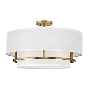 Потолочный светильник с двухслойным белым текстильным абажуром Hinkley