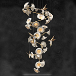 Люстра каскадная из белых цветов каллы и птичек Refined Taste of Light варинант исполнения - 1 | Loft Concept в Перми