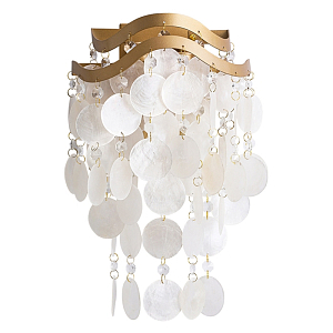 Бра с белыми перламутровыми подвесками и золотистыми волнистыми элементами SHELL