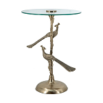 Столик с круглой стеклянной столешницей и корпусом в виде двух павлинов на ветке Table Two Peacocks варинант исполнения - 4 | Loft Concept в Перми
