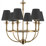 Люстра на металлическом основании бронзового цвета с 6-ю черными конусовидными абажурами Dignity варинант исполнения - 6 | Loft Concept в Перми