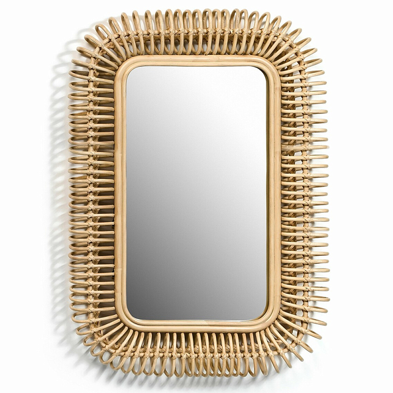 Зеркало из ротанга WICKER MIRROR Бежевый в Перми | Loft Concept 