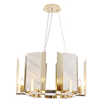 Люстра подвесная круглая с мраморными прямоугольными вставками и золотым основанием Диаметр 55 см Marble square Chandelier варинант исполнения - 4 | Loft Concept в Перми