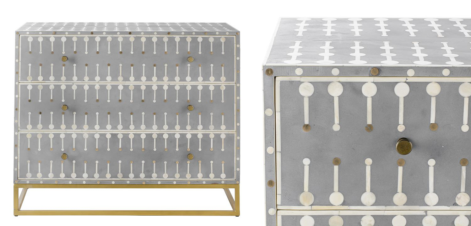 Комод серый кость BONE INLAY 3 DRAWER Комод серый кость BONE INLAY 3 DRAWER - Loft-Concept в Перми