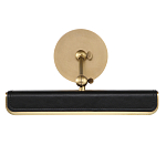 Светильник для картин цвет винтажная латунь с прямоугольным плафоном из кожи черного цвета Alora варинант исполнения - 3 | Loft Concept в Перми