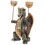Подсвечник в виде дракона Dragon Candlestick Green Gold варинант исполнения - 2 | Loft Concept в Перми