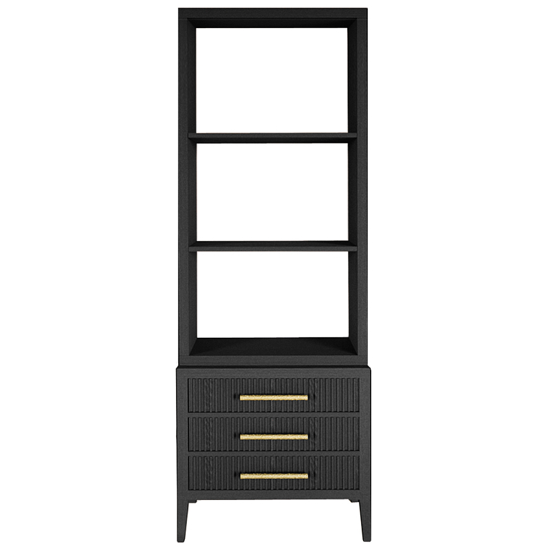 Этажерка Primo с ящиками шпон Черный дуб Черный Золотой в Перми | Loft Concept 